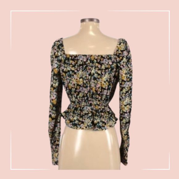 Ten Sixty Sherman Floral Blouse | Crop Top, Square Neck, Long Sleeves - Picture 1 of 3